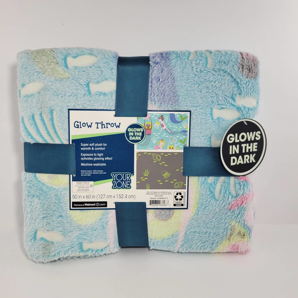 New Your Zone Mermaid  Glow In Dark Throw Blanket